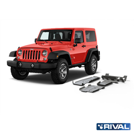 Juego de protecciones (Motor, Caja de cambios, Caja de transferencia, Tubo de escape, Depósito de combustible) Jeep Wrangler 2017-2021; 2 l. / gasolina; 3,6 l. / gasolina